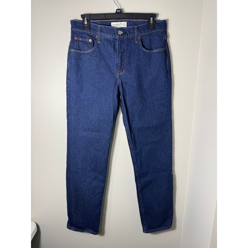 Abercrombie & Fitch The 90s Straight Mid Rise Dark Wash Jeans 28R